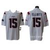 New England Patriots Rugby Jersey T-Shirt With Embroidered Team 15 Elliott Cotton Blend Athletic Top