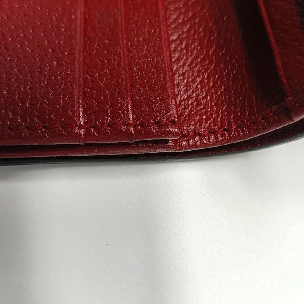 [Pre-Owned] Butterfly Print Logo Double Fold Canvas And Leather Card Holder Wallet Small - Very Good #198PXTH