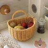 Handwoven Rattan Wall Hanging Basket - Wicker Storage Organizer for Kitchen, Bathroom & Home, Hanging Fruit Basket with Handle