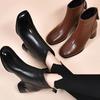 Round-toe High-heeled Short Boots for Women, New Autumn-winter Style, Single Shoes with Thick Heels