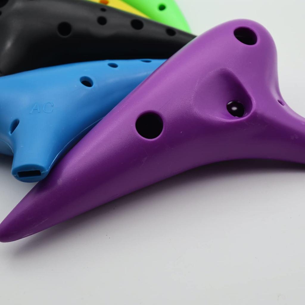 Aestivate Plastic Alto C Plastic AC Ocarina with Brass Pipe Ocarina, 12-Hole Key, (Black)