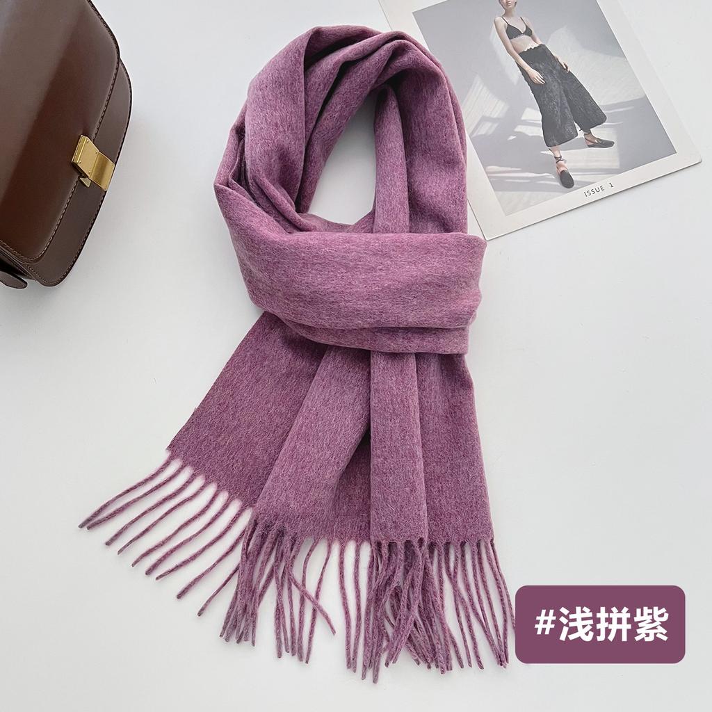 New solid color wool scarf autumn and winter versatile warm scarf couple atmosphere shawl