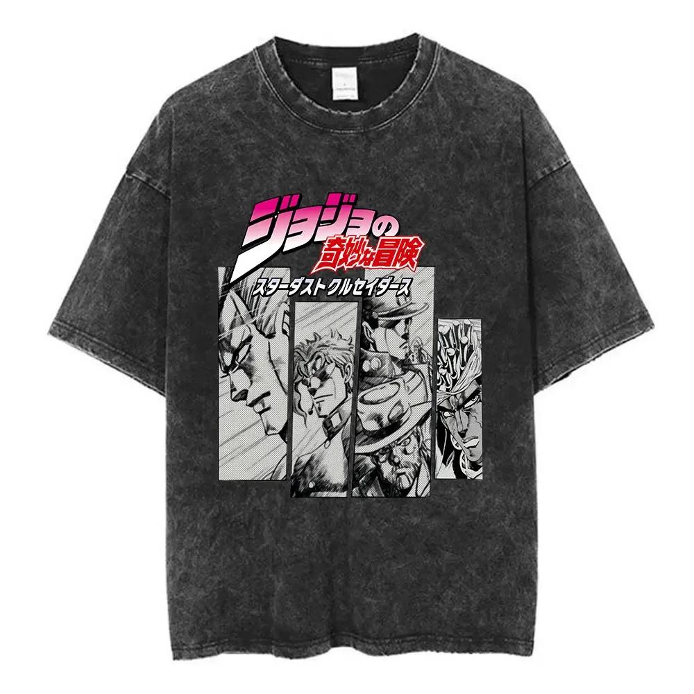 Anime Jojo Bizarre Adventure Washed Tshirt Steel Ball Run Diego Brando Unisexga Tshirts Unisex Unisex Cotton Casual Oversized T Shirt