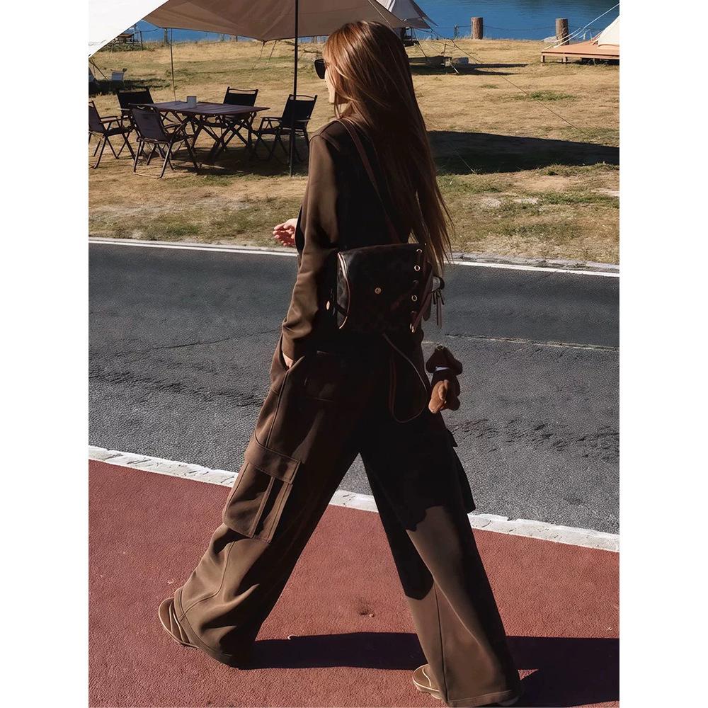 European Women's High-End Casual Sportswear Set: Plus Velvet Hoodie & Wide-Leg Pants for Autumn/Winter 2025