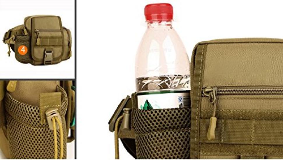 PHOENIX IKKI Vertical Waist Bag with Water Bottle Perfect for Outdoor and Multifunctional Waist Crossbody Waist Brown 2-Way Pouch, Water-Repellent,