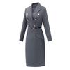 Teluoman Professional Grey V-Neck Suit Dress