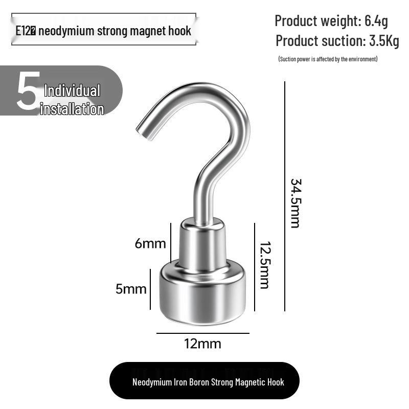 Silné magnetické lepicí háčky, bez vrtání, pro vysoké zatížení, velká velikost pro použití v kuchyni/na lednici.