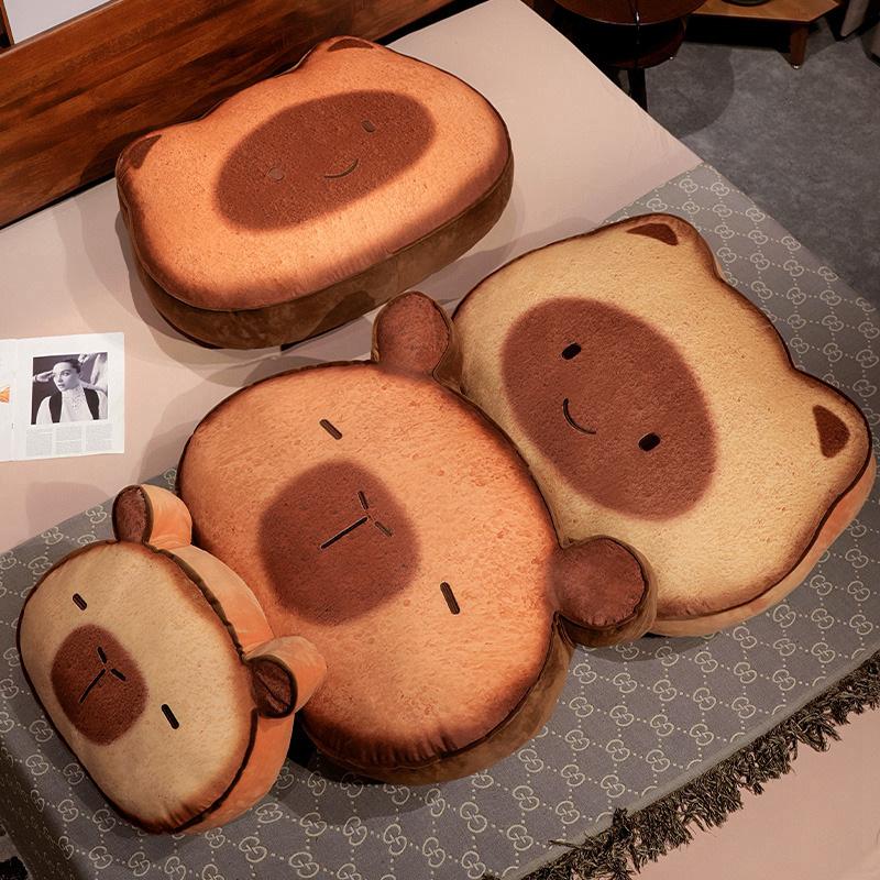 Cartoon Toast Capybara Cat Plush Toys Lovely Animal Pillow Sleeping Cushion Stuffed Soft Sofa Back Pillow Birthday Gifts