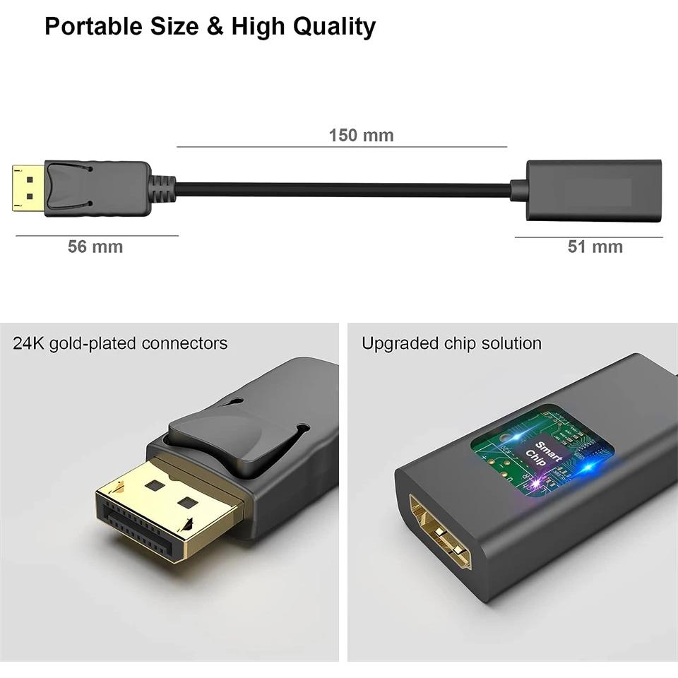 4K Display Port DP To HDMI-compatible Cable Adapter DisplayPort Male To HDTV Female Converter Cable for PC TV Laptop Projector