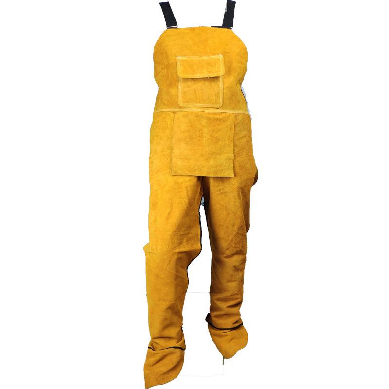 Cowhide Welder Apron Heat Insulation Protective Overalls Wear-resistant Fire-proof Safety Heavy Duty Leather Welding Apron S жёлтый