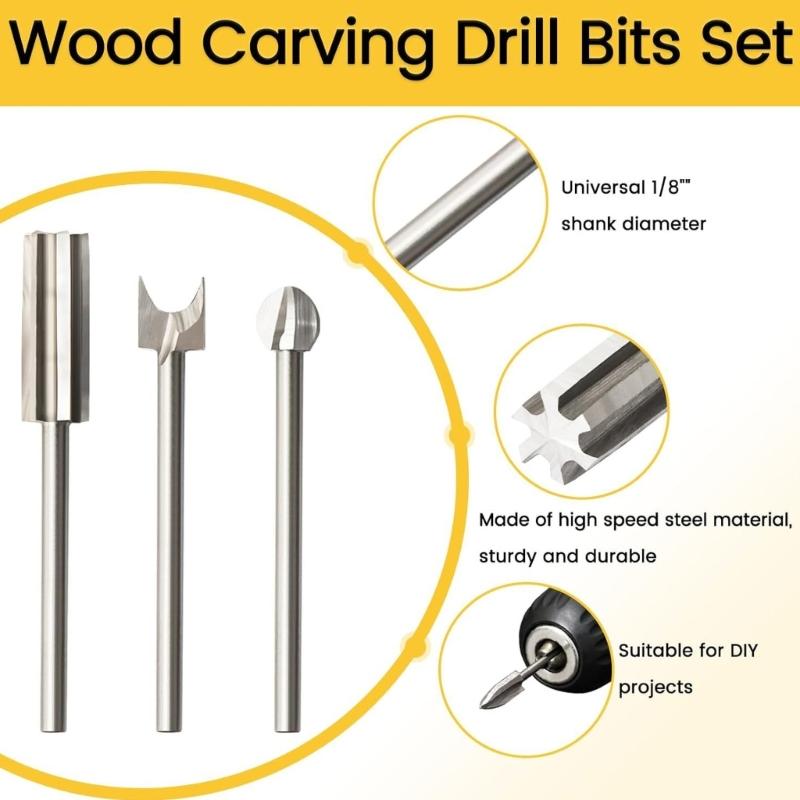 Professional Stainless Steel Wood Carving Engraving Drill Bit Kit 1mm to 10mm 11 Pieces Rotary Tool Projects Accessories