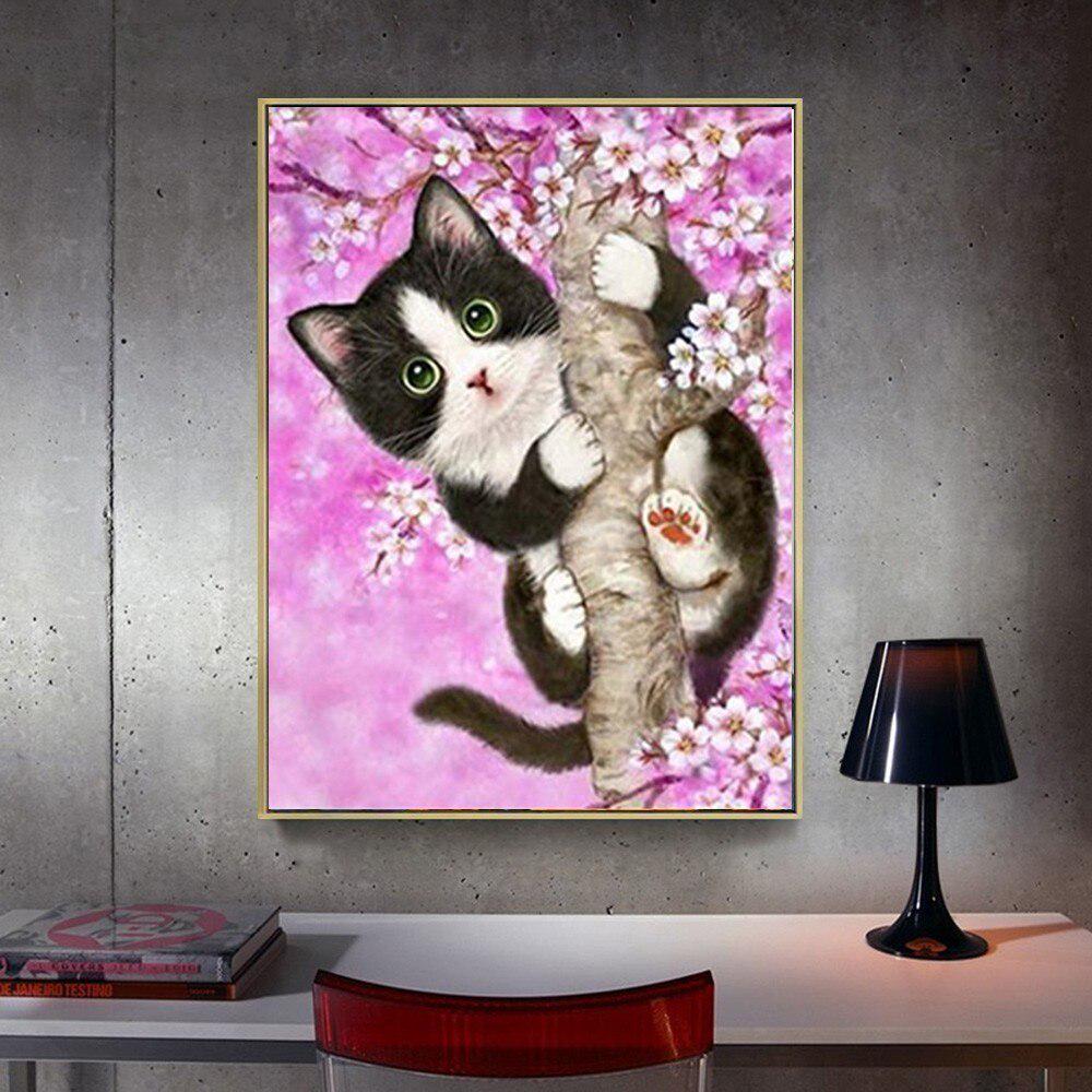 Pictură cu diamante cu strasuri, arbore de pisică, mozaic, broderie cu diamante, punct de cruce