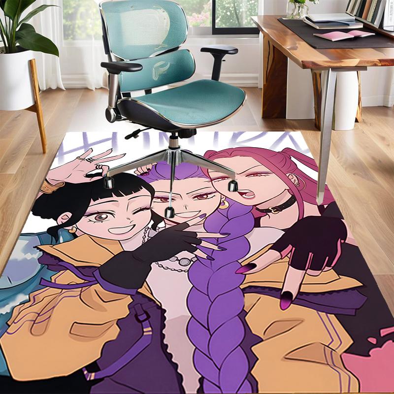 1pc KPop Demon Hunters8 Design Area Rug - Non-Slip, Soft & Cozy Floor Mat for Living Room, Bedroom, Office - Indoor/Outdoor Decorative Carpet