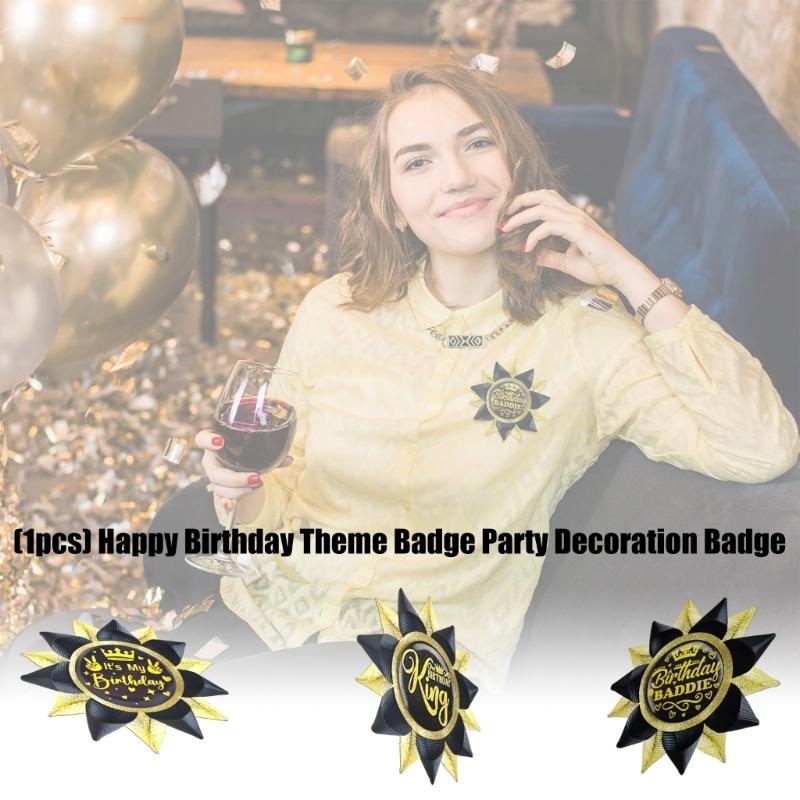 Happy Birthday Button Pin Party Decoration For Birthdays Event Reusable Safety Clasps Grosgrain Ribbon Badges Gift