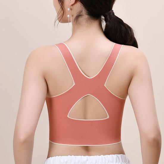 Front Cross Side Buckle Sports Bra for Women Wireless Posture Correction Bra Full Coverage Push