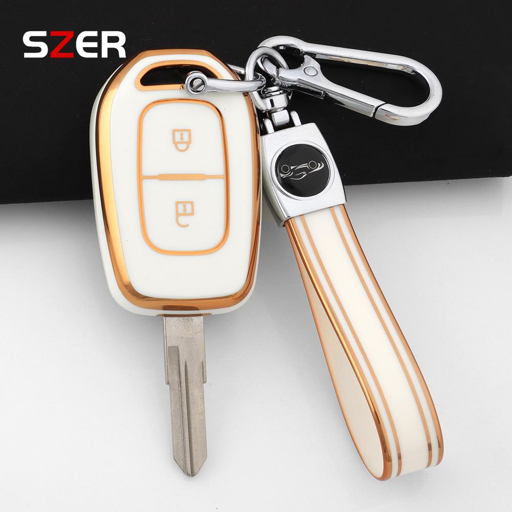 2 Buttons Tpu Key Case Cover Holder Keychain For Renault Duster Dokker Logan Stepway Clio 5 Ss2 For Dacia Sandero Stepway Logan
