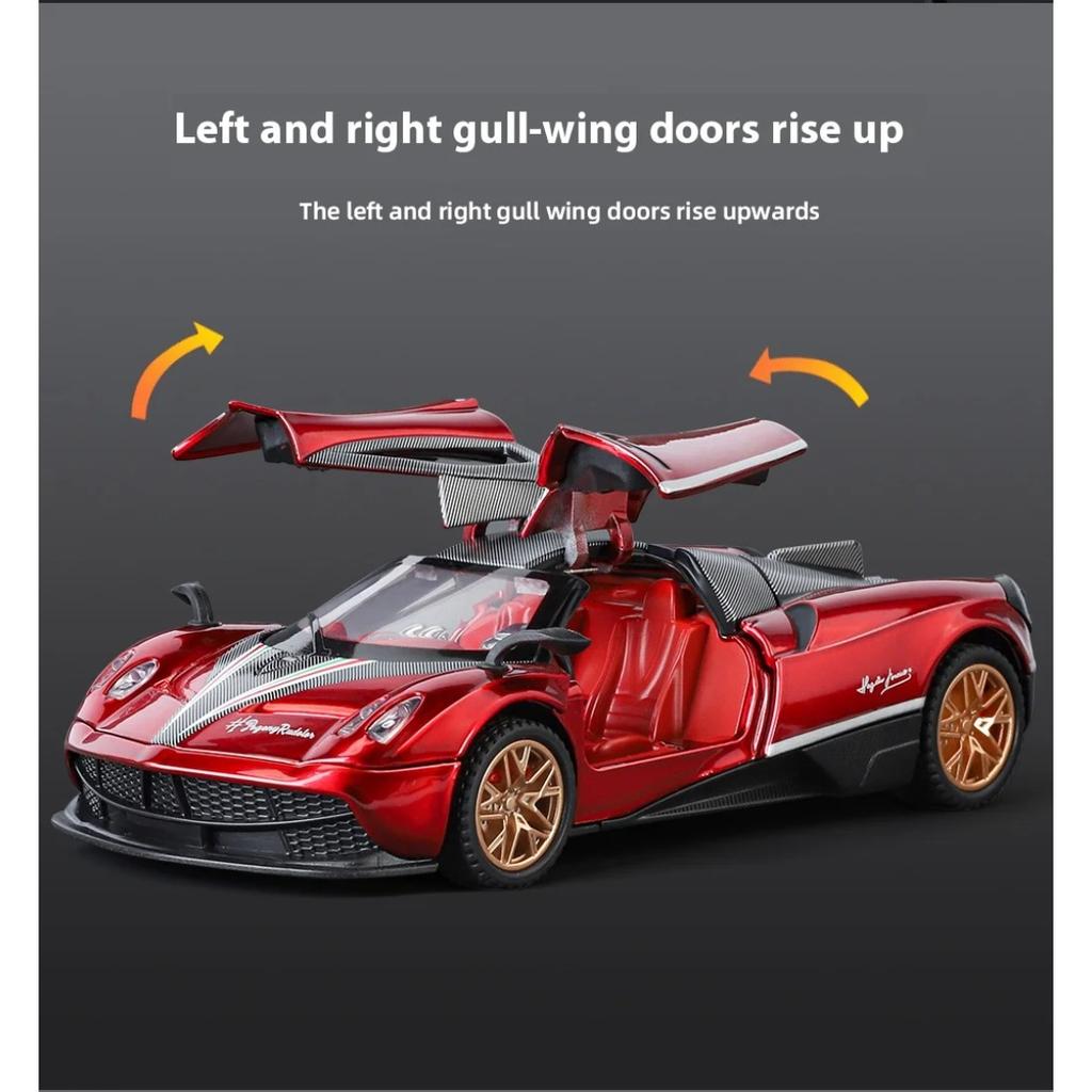 1/32 Scale Pagani Huayra BC Model Diecast Metal Racing Car Vehicle Model Simulation Sound and Light Children Toy Gift