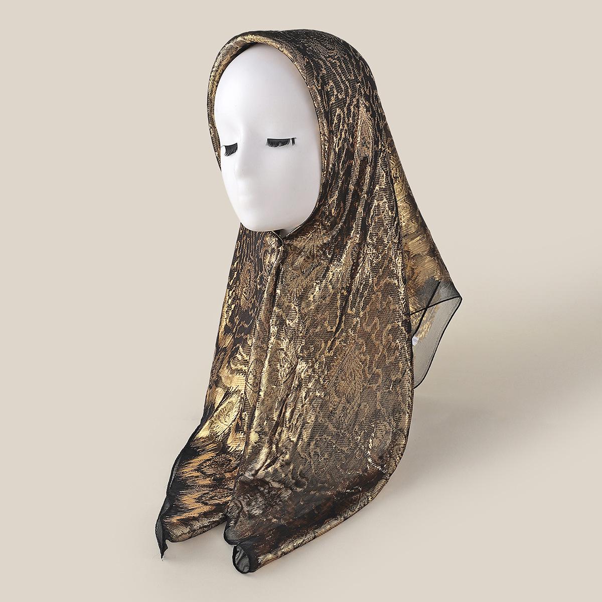 B477-5 Ethnic Style Monochrome Jacquard Gauze Scarf Shawl Headscarf Accessory