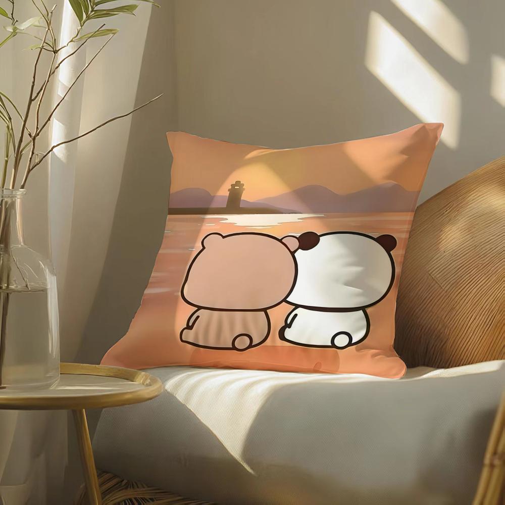 Popular Cartoon Bubu  Dudu Cute 4 Cushion Cover Silky elegant Comfort Sofa Bed Invisible zipper Beach pillowcase
