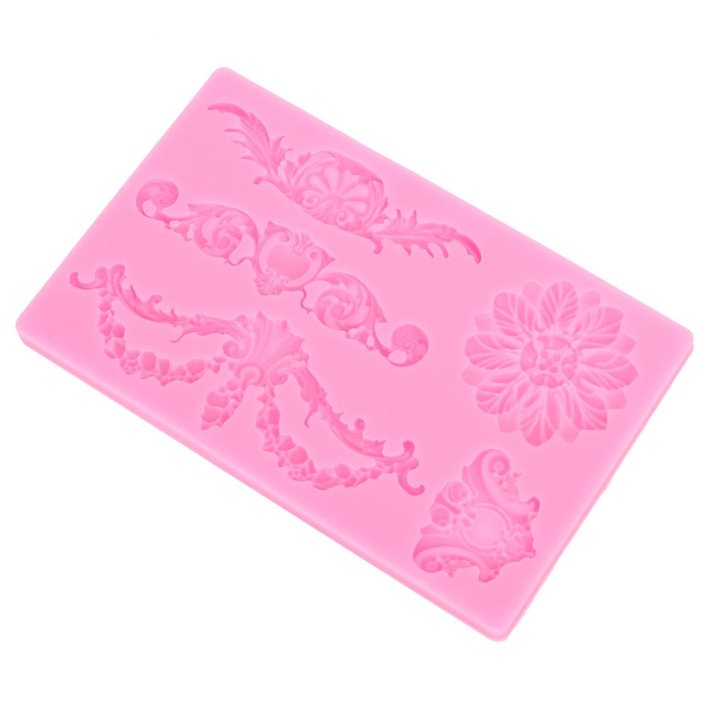 DIY Europäische geprägte Blume Silikonform Kuchen Fondant Keks Schokolade Form Dekorieren Backwerkzeug Rosa