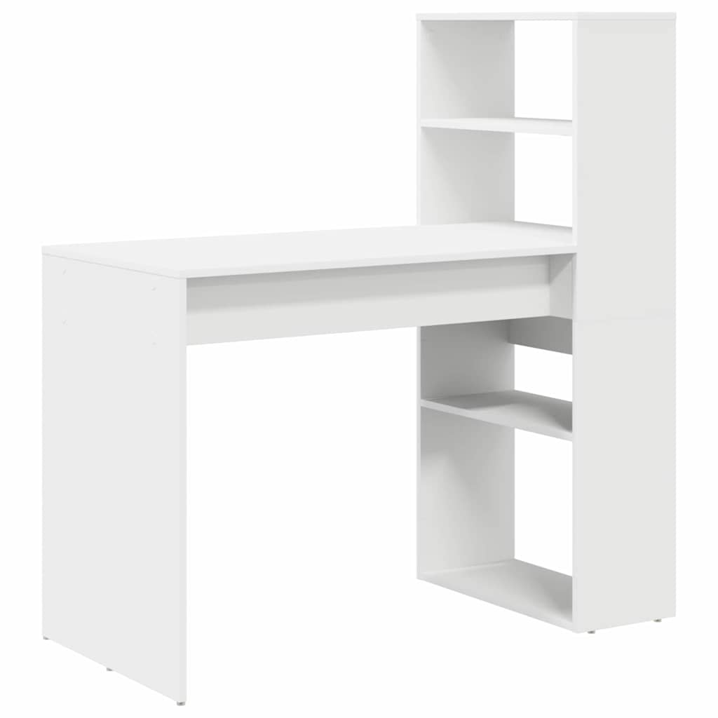 White Desk with Shelf 113 x 54 x 120 cm Engineered Wood