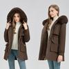 Winter new velvet pie to overcome women's new medium and long waist thin thickened large fur collar cotton-padded coat