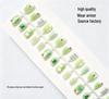 Ice Translucent Green Apple Glitter Press-On Nails with Cat Eye Art Stickers