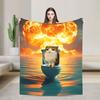 Miauw Kat Uil Bellen Telefoon Thema Warme Gezellige Deken Esthetische Reis Plaid Home Decor Flanellen Sprei Bank Bed Cover