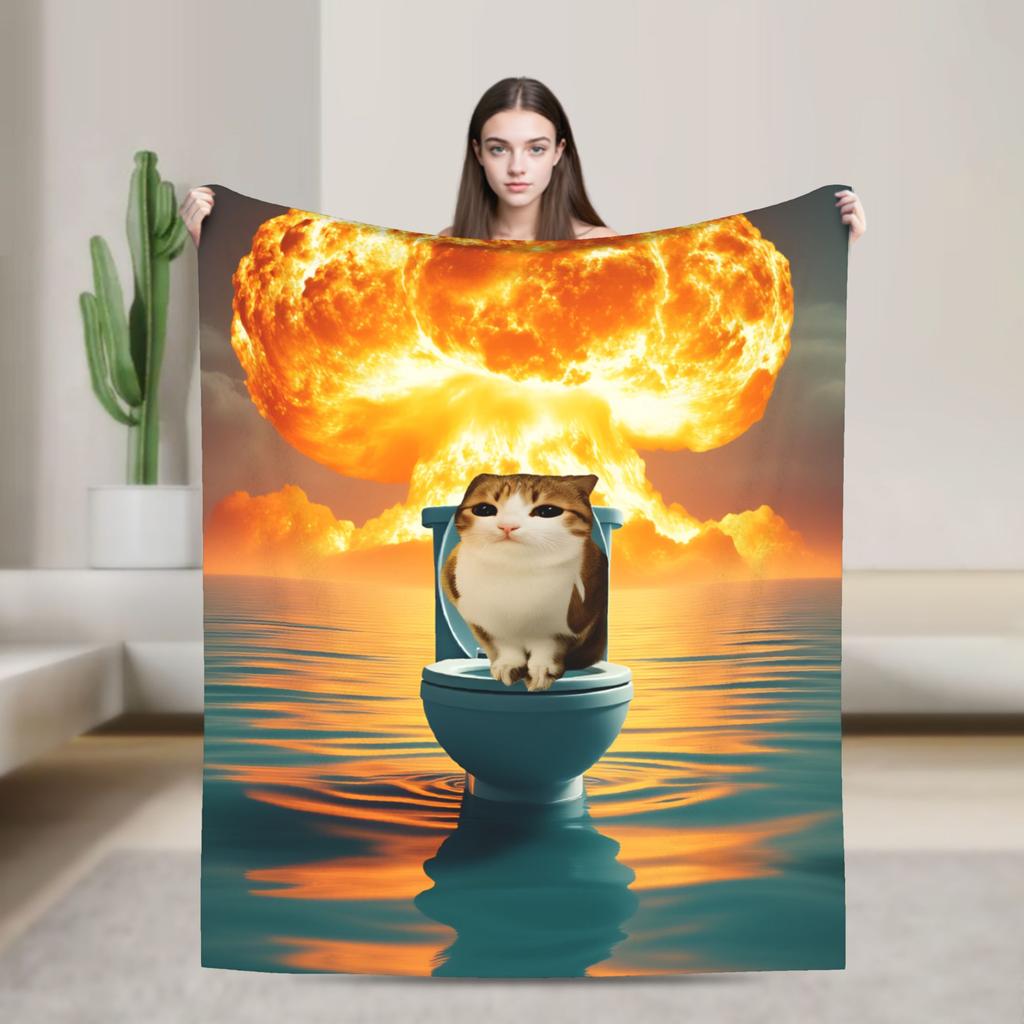 Miauw Kat Uil Bellen Telefoon Thema Warme Gezellige Deken Esthetische Reis Plaid Home Decor Flanellen Sprei Bank Bed Cover