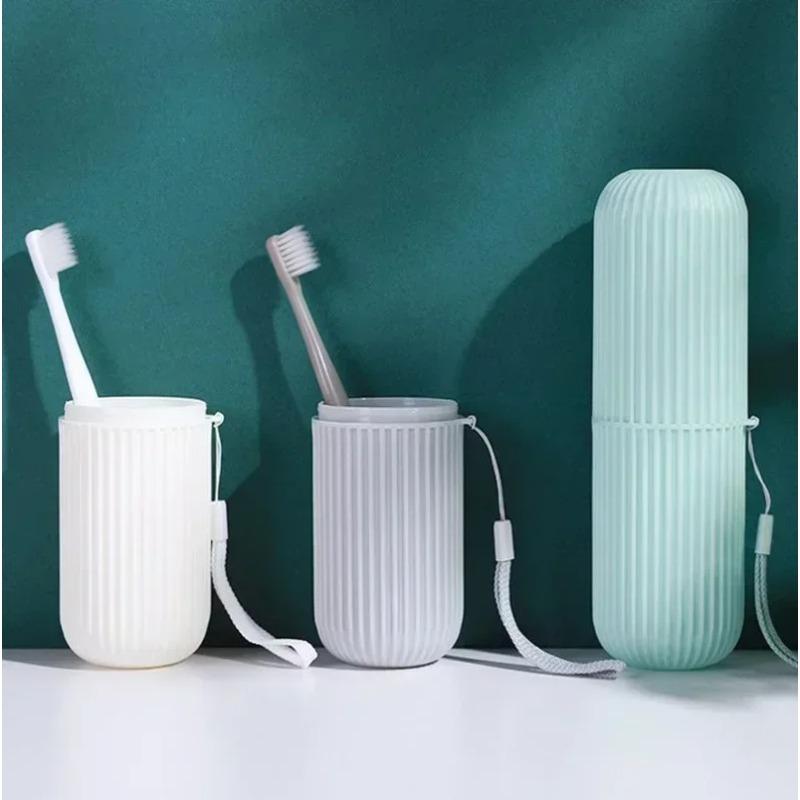 New Simple Vertical Stripe Wash Cup Portable Toothbrush and Toothpaste Storage Box Home Bathroom Accessory Mouthwash Cup Storage