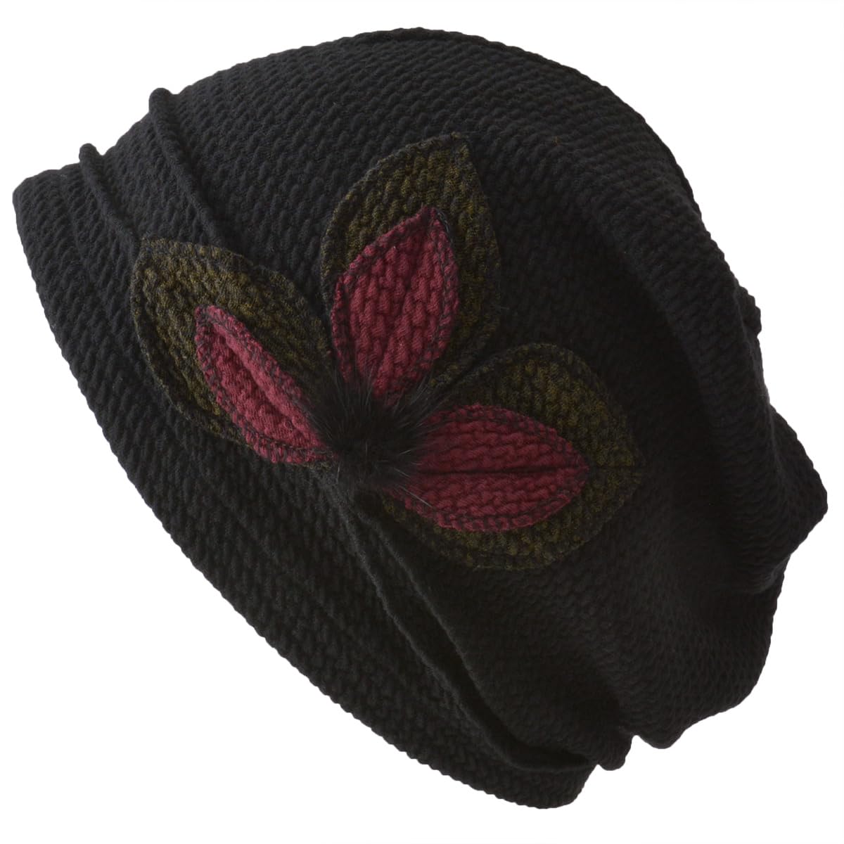 

CHARM Flower Point Watch Cap [Free Size/Black] Stylish and elegant winter hat, available in large sizes