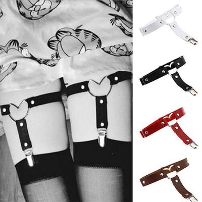 Women Elastic Leather Leg Ring Garter Belt Suspender Clip For Corset Stockings