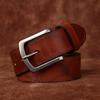 Men's Belt Retro Rub Colored Distressed Pleated Genuine Cattlehide Leather Surface Denim Casual Working Pants Belt