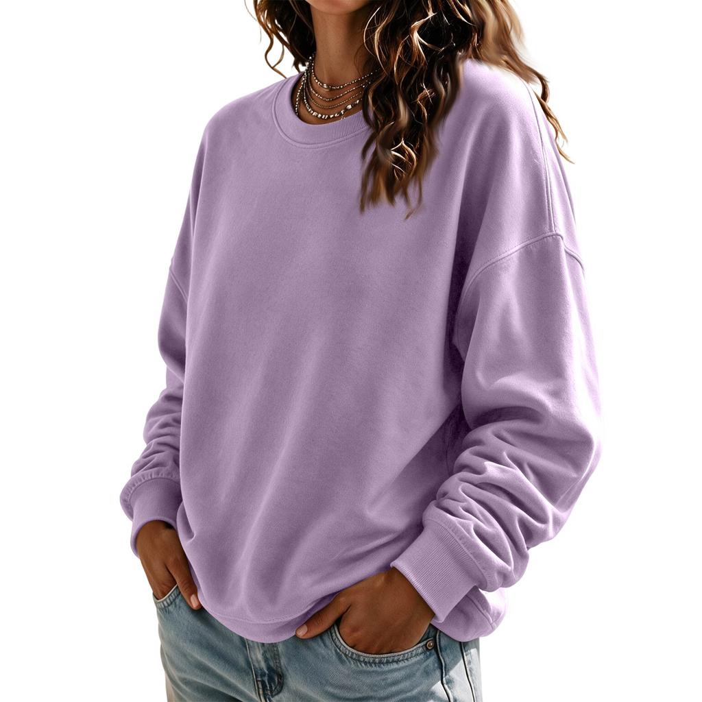 Women's Crewneck Sweatshirt Long Sleeve Color Casual Top for Everyday Wear