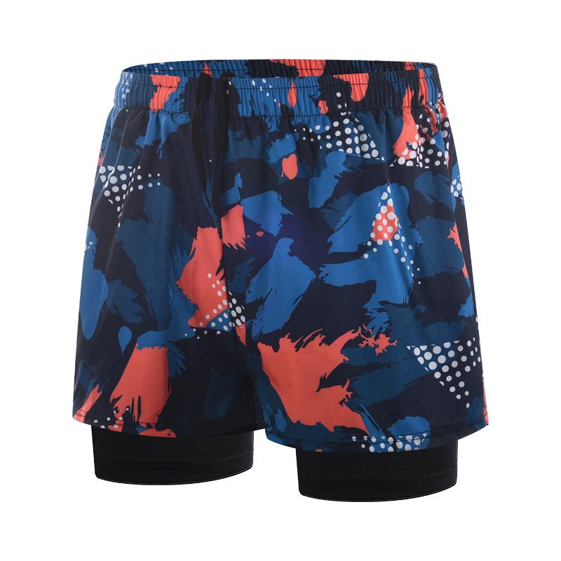 Men's Quick-Drying Double-Layer Printed Swim Trunks - Large, Loose Fit, Anti-Embarrassment, Professional Swimsuit