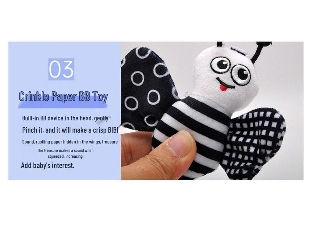 Newborn Black and White Visual Training Crib Hanging Plush Toy for Soothing Babies
