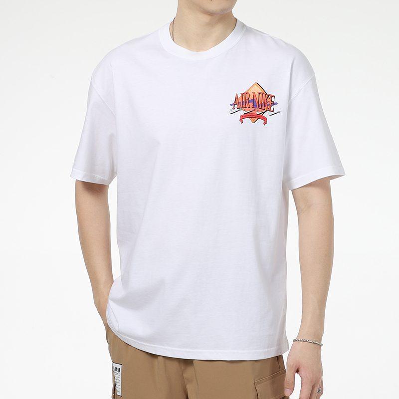 Nike T Shirts Men's White Crew Neck Moderate Straight Fit DD1377-100