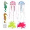 6pcs Glowing Aquarium Ornaments Artificial Fish Tank Decorations for Saltwater and Freshwater