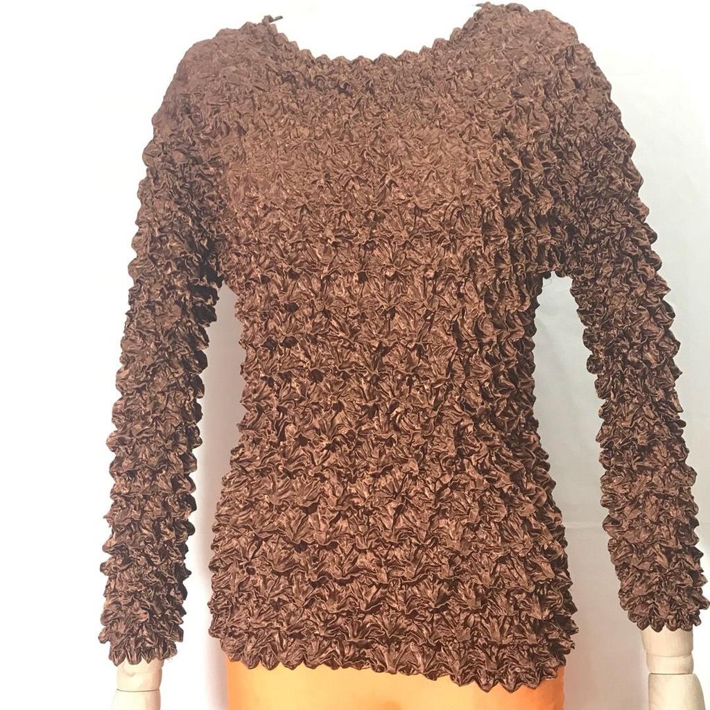 Pleated Pineapple Shirt Fashion Bubble Shirt Versatile Magic Shirt Long Sleeve Large Fit Women's Clothing