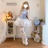 Toku and Yu Camisole Mini Gothic Lolita Ribbon Tiered Lolita Jumper Mori Sickly Perfect for Tea School and Events Skirt, Girls' Skirt, Palace-Style,