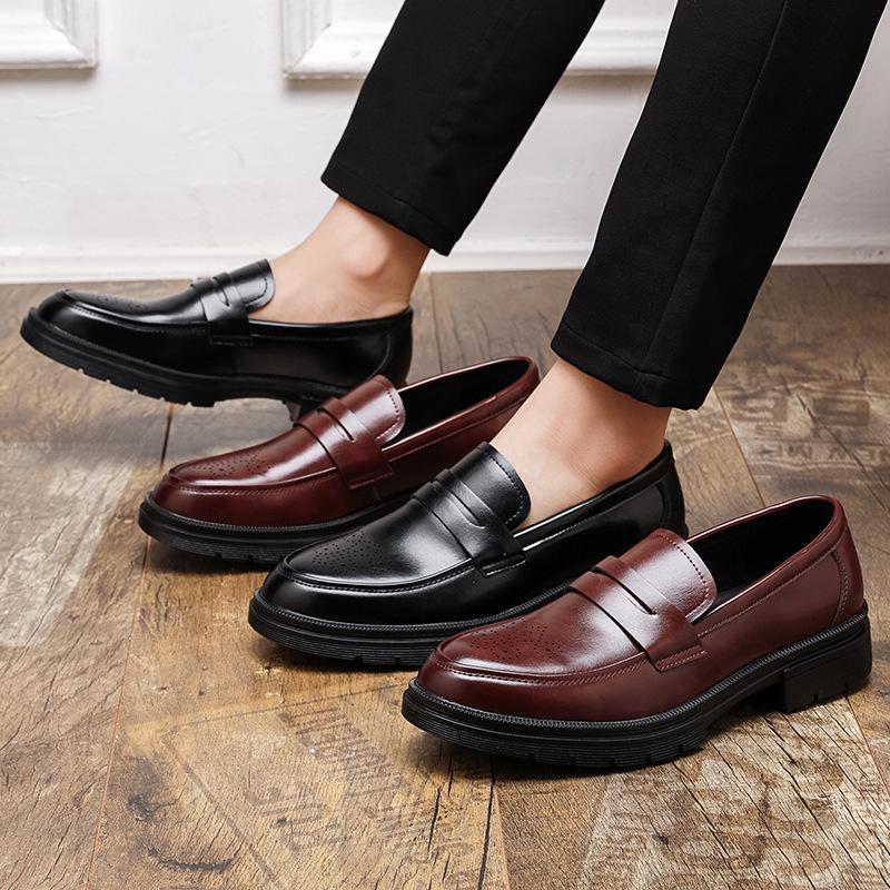 Men's New Style Perforated Leather Loafers: British Business Casual Slip-On Shoes
