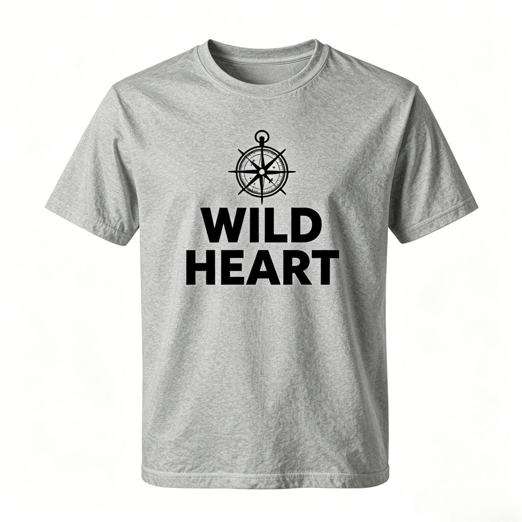 Unisex 100 Cotton Tshirt Wild Heart Vintage Compass Graphic Print Oversize Outdoor Adventure Short Sleeve Tee