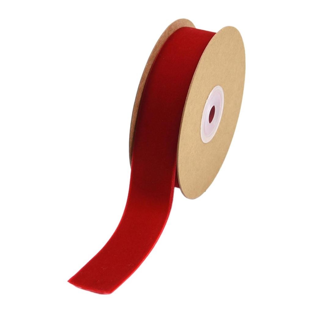 Velvet Ribbon with Spool Flocking Ribbons Florist Ribbon Single Face Velvet Ribbon Roll for Gift Wrapping Birthday Invitation