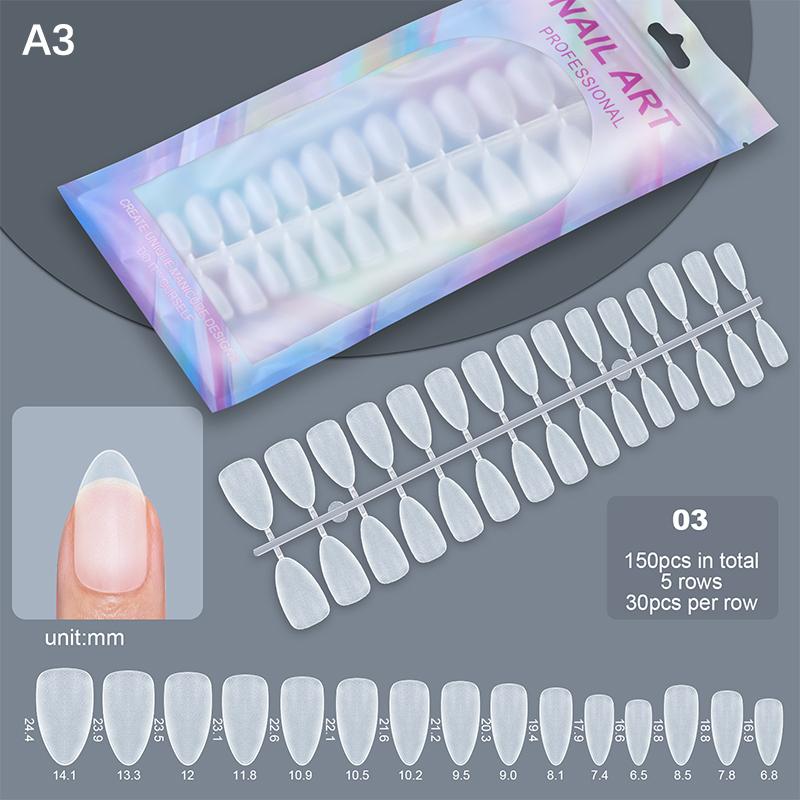 Short Matte False Nails Full Cover Coffin Square Almond Press On False Nails Soft Gel Nail Tips, Manicure Extension Tools 150Pcs