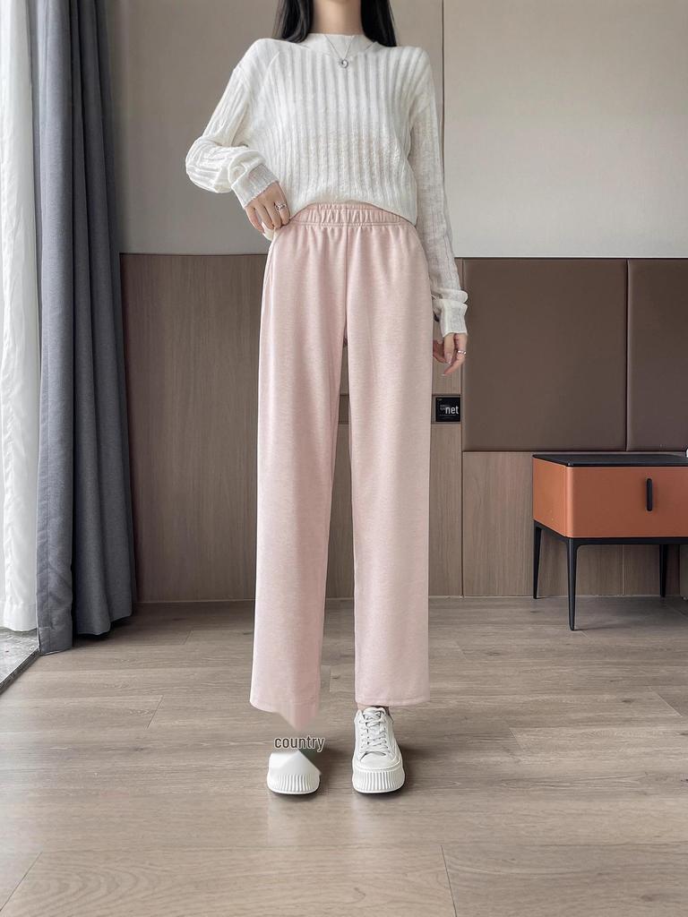 Damen 419 Acetat Wolle Weitbein Hose: Kleine gerade Hose für Frühling, Herbst und Winter.