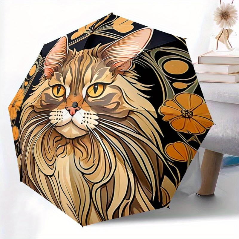 1pc Appealing Cat Design Automatic Opening and Closing Umbrella, Lightweight 3-Fold, With Cute Cartoon Characters, Suitable for Home, Outdoo