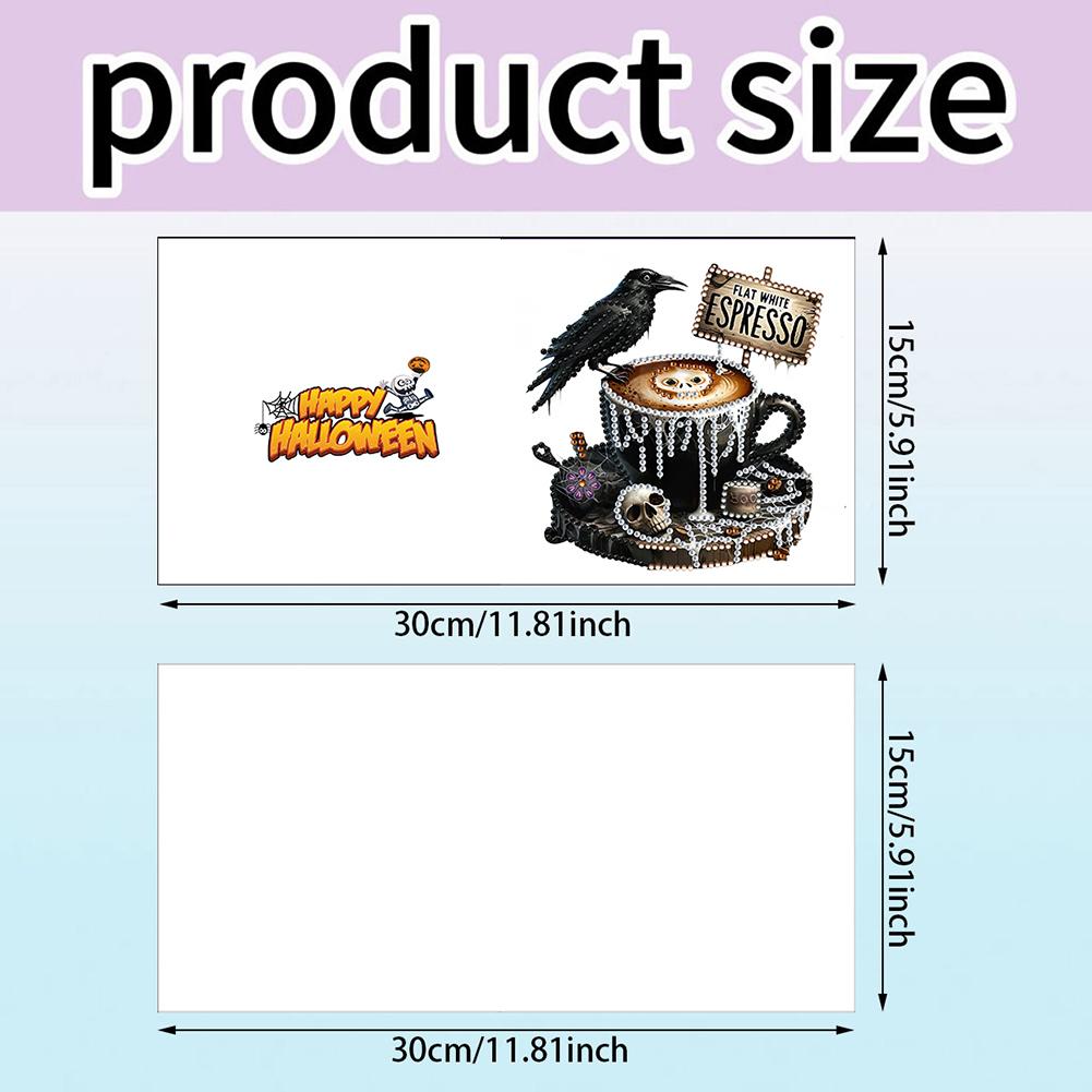 6PCS DIY Halloween Drink Diamond Art Greeting Cards for Halloween and Holidays