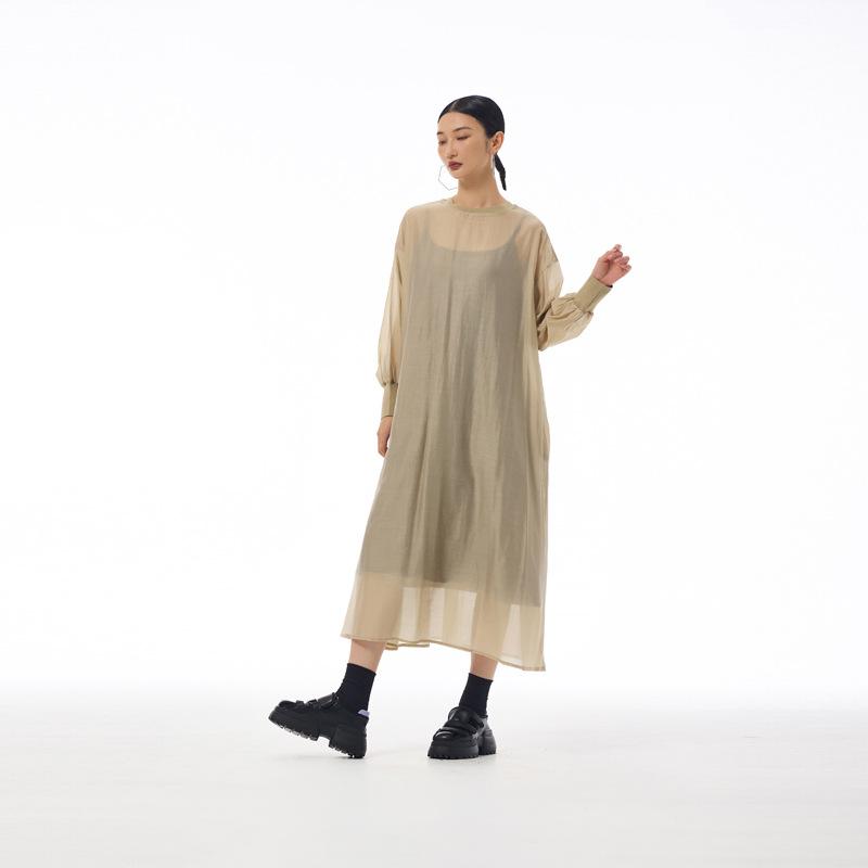 Original high-end loose early autumn Korean long-sleeved dress spring and autumn new loose niche foreign style shirt skirt