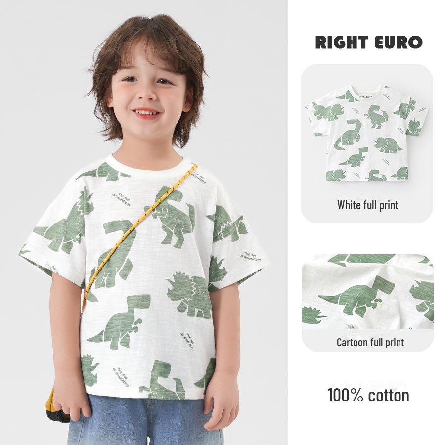 

Футболка летняя из хлопка с коротким рукавом для мальчиков - легкий детский топ 130 cm