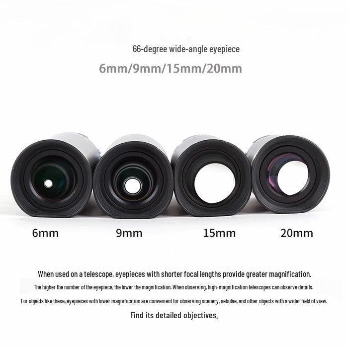 Oculaires Grand Angle 66°: 6, 9, 15, 20 mm - Accessoires de télescope pour l'observation du ciel étoilé en HD et l'observation du ciel profond